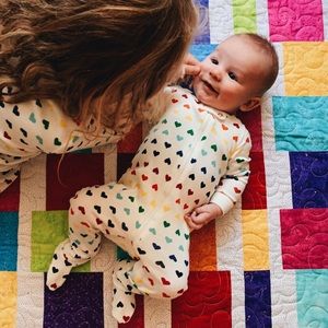 Primary Rainbow Hearts Footed Pajamas